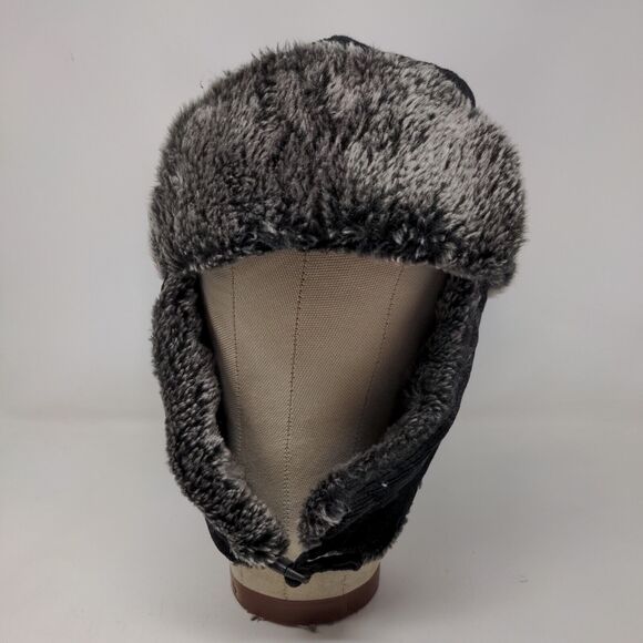KBEthos Men's Trapper Hat Black One Size Vegan Fur Trim Ear Flaps - Picture 4 of 9
